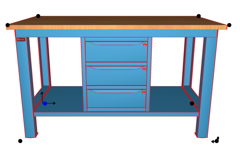 Banco da lavoro per officina piano in legno 1500 X 750 X 880 H - armadio 3 cassetti - FAMI - Blu