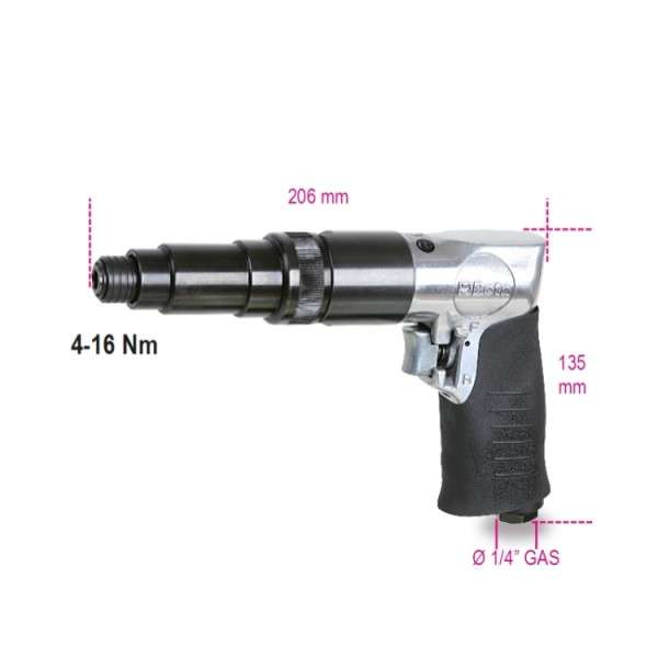 Giravite pneumatico a pistola reversibile 800 giri/min 1/4" - Beta 1935F