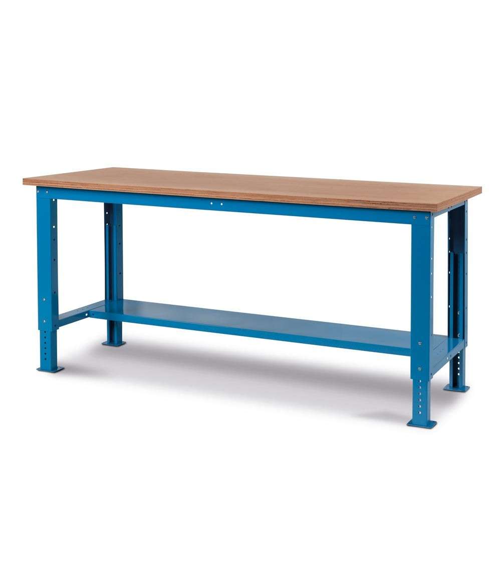 Banco da lavoro per officina 2000 x 750 x 732-1107 H - piano in multiplex- FAMI FBG02S2000R0004 - WORK UP Blu