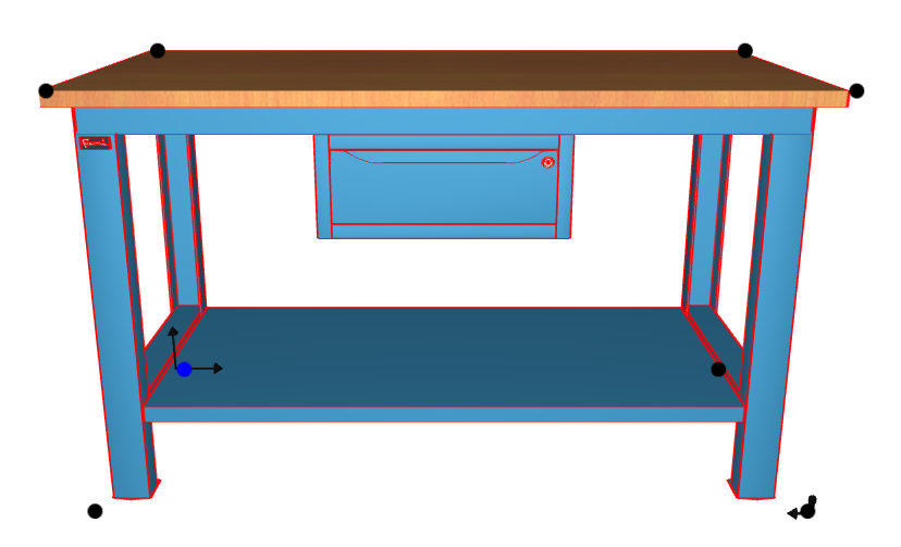 Banco da lavoro per officina piano in legno 1500 X 750 X 880 H - armadio 1 cassetto - FAMI - Blu