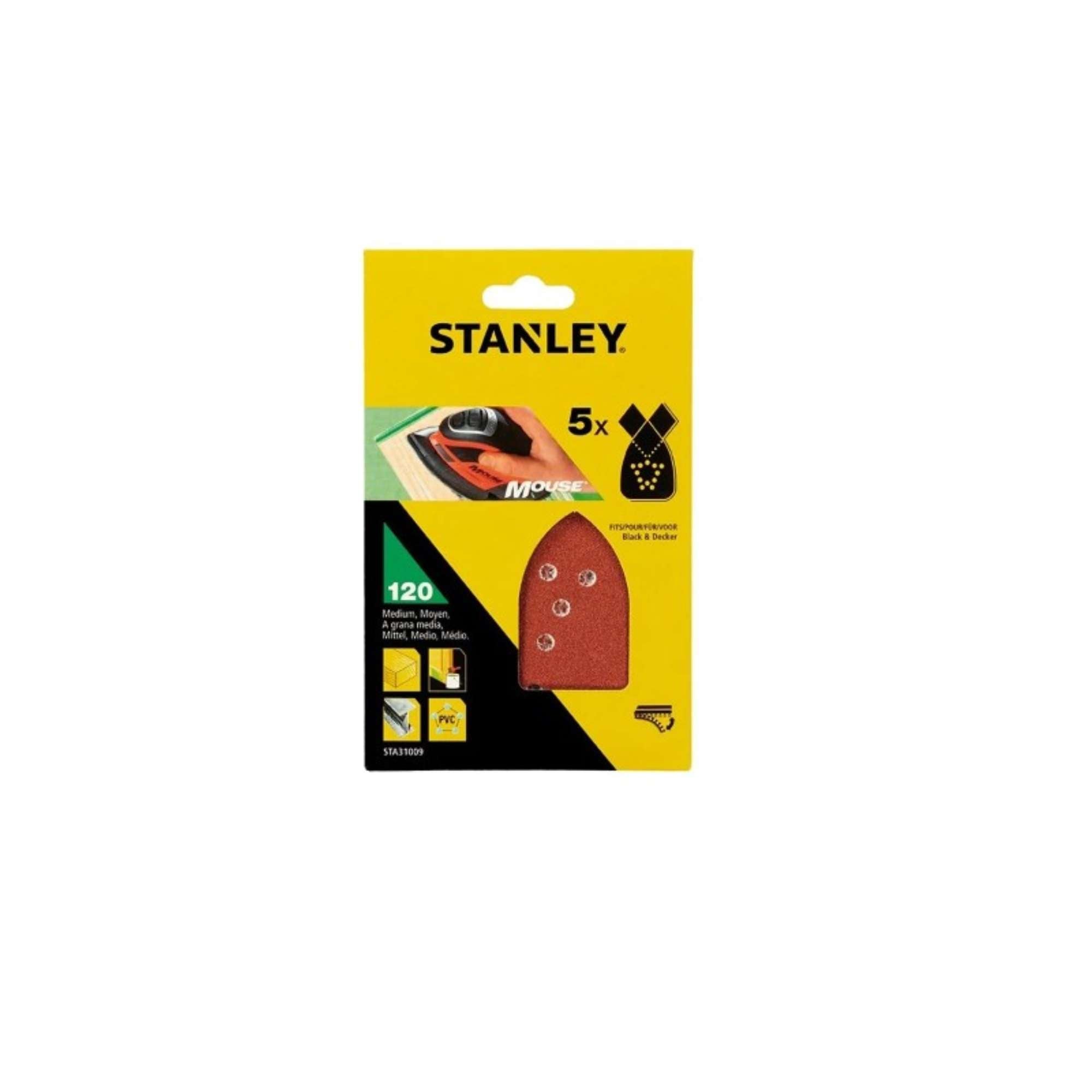 Set 5 Fogli per Mouse Grana 120 - Stanley STA31009XJ