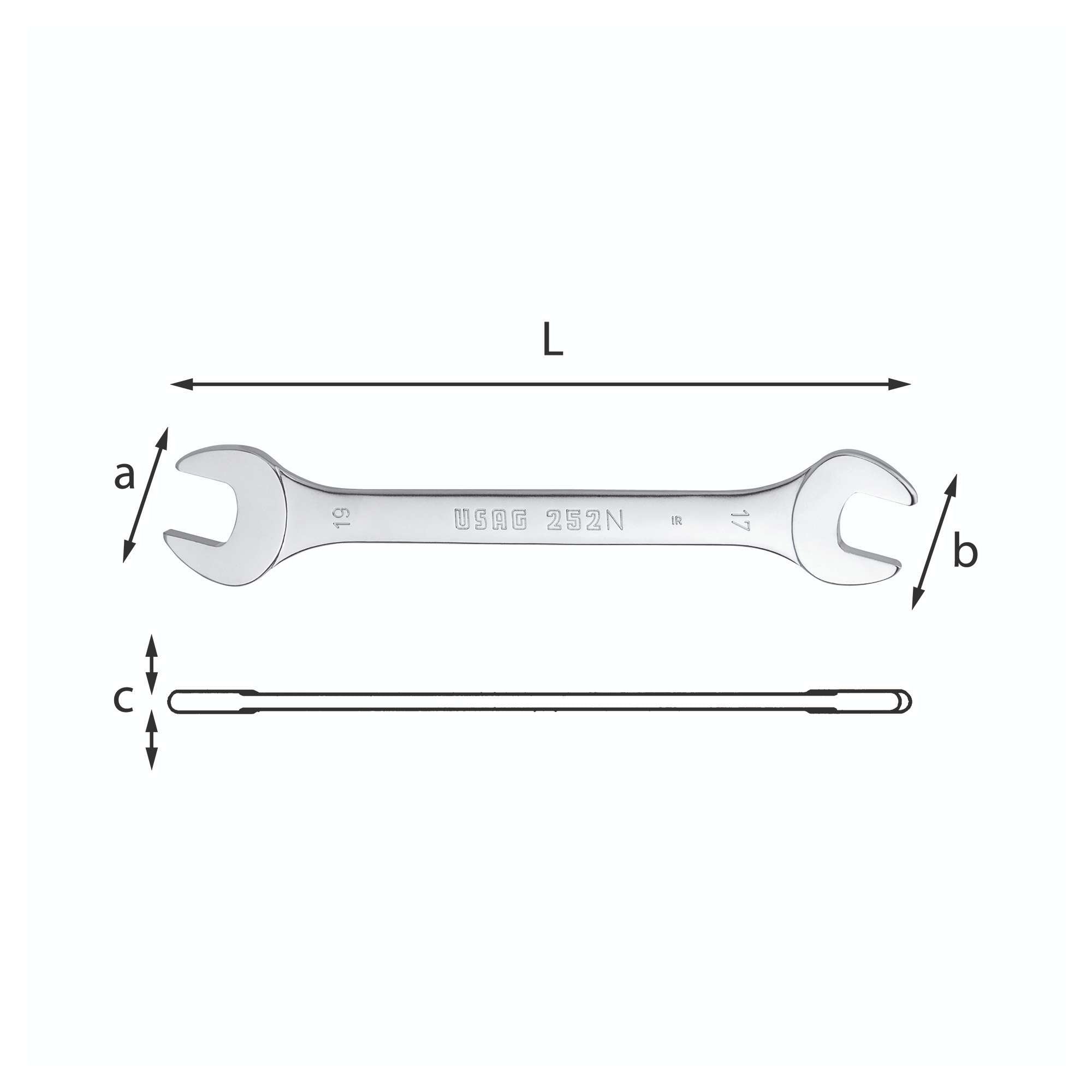 Chiavi a forchetta doppie con bocca esagonale 34X36mm - Usag 252 N