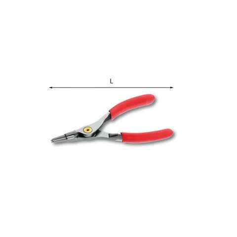 Pinza a becchi dritti per anelli elastici esterni, capacità 39mm L.140mm