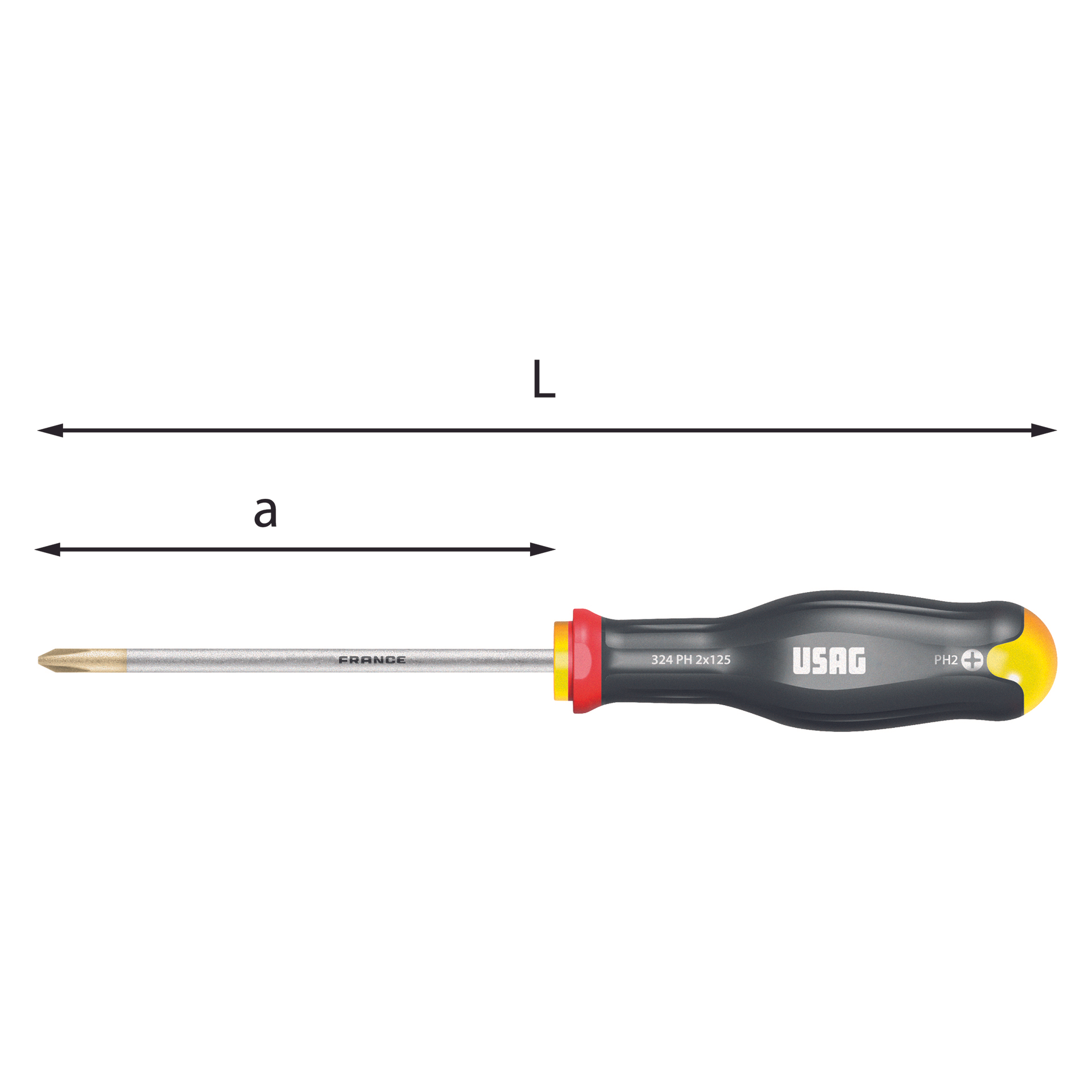 Giraviti per viti L. 220mm con impronta a croce Phillips 2x100 M3 - Usag 324 PH