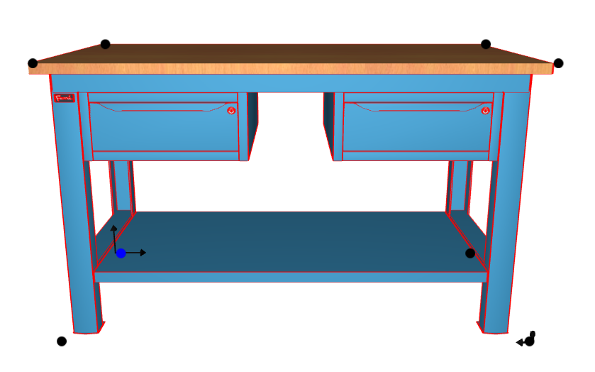 Banco da lavoro per officina piano in legno 2000 X 750 X 880 H - 2 armadi 1 cassetto - FAMI - Blu