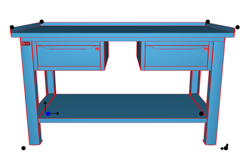 Banco da lavoro per officina piano in acciaio 1507 x 705 x 855 H - 2 armadi 1 cassetto - FAMI - Blu