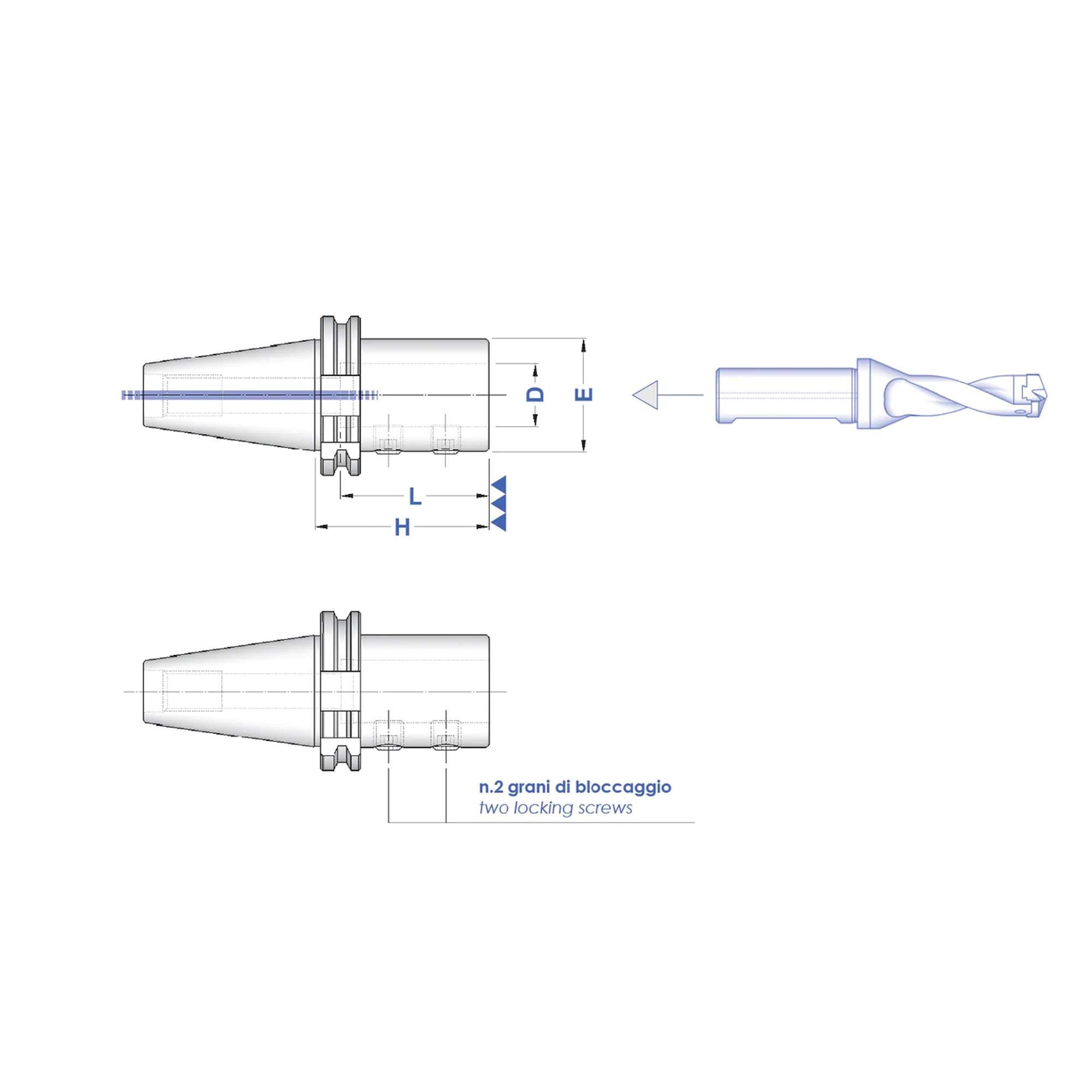 Mandrini per punte ad inserti TC 40 - D.32 P / H 70 - Gait 8680