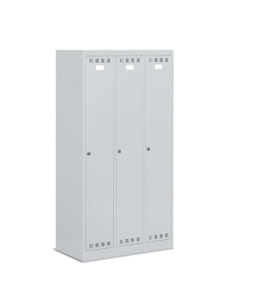 Armadio spogliatoio 3 scomparti 900 X 500 X 1750/1950 H - con vano porta casco - FAMI FAN1303C00108 - Grigio